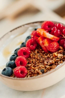 Een detail foto van de honey glow bowl