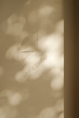 Door mooie zonlicht verschijnt het logo van Casa Dawn op de muur